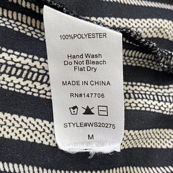 Windsor Crop Blouse Womens Medium Deep V'd Semi Sheer Long Sleeve Knot Black - Picture 7 of 8